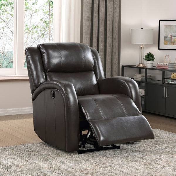 English Elm Modern Power Reclining Chair In Brown Faux Leather – Plush Comfort With Solid Wood Frame Design B011P256235