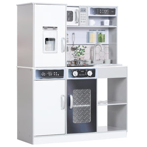 English Elm Qaba Kids Pretend Play Kitchen with Lights Sounds Running Water and Coffee Machine W2225P249830