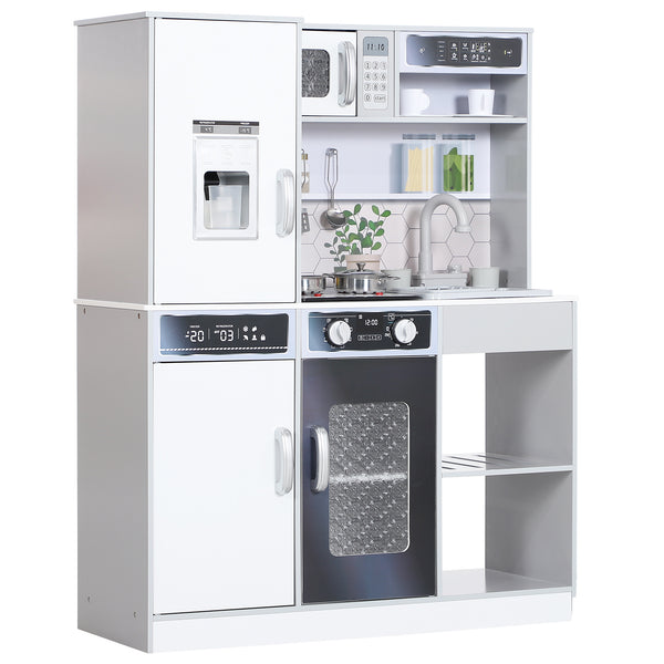 English Elm Qaba Kids Pretend Play Kitchen with Lights Sounds Running Water and Coffee Machine W2225P249830