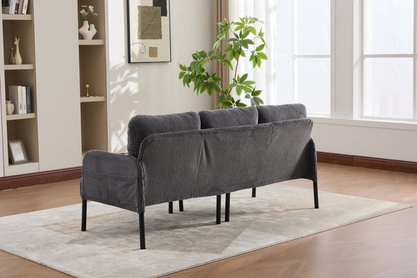 English Elm United We Win Corduroy Loveseat Plush Ergonomic Sofa with Spring Support Metal Legs Carbon Gray W1568P410050