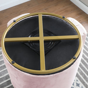 English Elm 360° Velvet Swivel Accent Chair with Hidden Storage, Gold Metal Base, Curved Modern Pink Seat W1420P372917