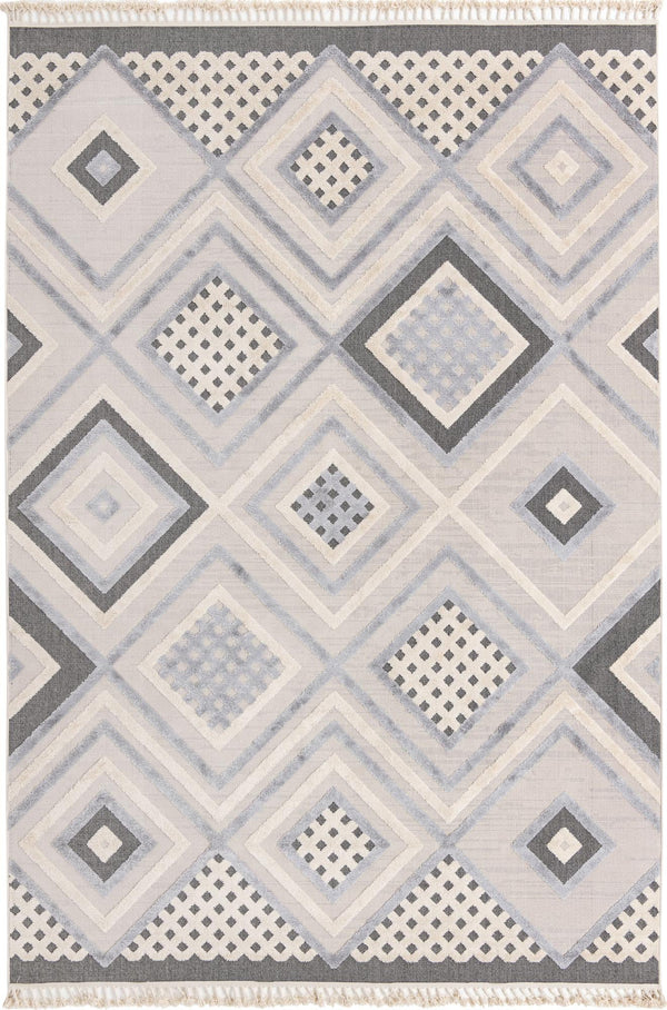Unique Loom Arlo Hannah Machine Made Geometric Rug Sandy Beige, Gray/Beige/Black 9' 10" x 14' 1"