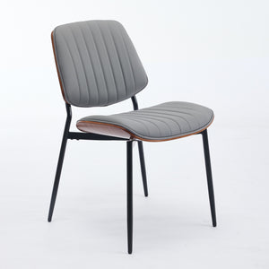 English Elm A&A Furniture Dining Chairs Set Of 2 - Mid-Century Modern Ergonomic Gray Pu Upholstered Seats W1143P191787