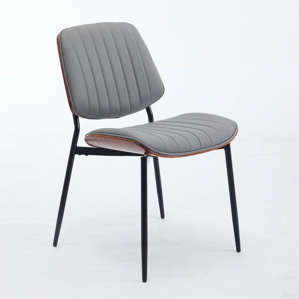 English Elm A&A Furniture Dining Chairs Set Of 2 - Mid-Century Modern Ergonomic Gray Pu Upholstered Seats W1143P191787