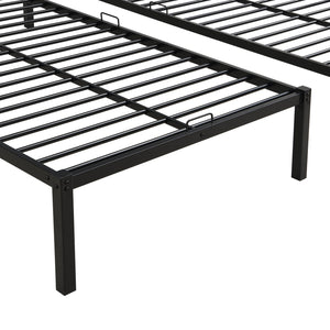 English Elm Full Metal Triple Bunk Bed Full over Twin over Twin with Vertical Ladder, Safety Rails & Shelf Black W2297S00026