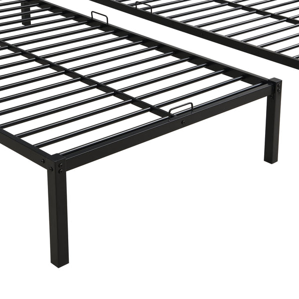 English Elm Full Metal Triple Bunk Bed Full over Twin over Twin with Vertical Ladder, Safety Rails & Shelf Black W2297S00026