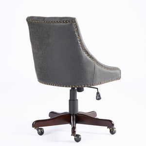 English Elm A&A Handcrafted Button-Loop Accent Chair with High-Rebound Foam, Solid Wood & Steel Legs, Retro Elegance Gray W1143P202751