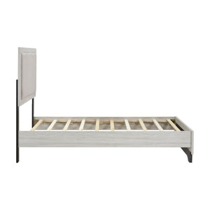 English Elm Contemporary Plush Upholstered Two-Tone Platform Twin Bed with Padded Headboard and Footboard, Sturdy Modern Frame Gray,White Oak 45.5 L x 31 W x 7 H B011S01822