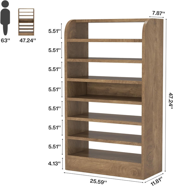 English Elm Display Shelf Shoe Rack with Adjustable Tiers and Wood Tone Finish for Entryways T3971P463437