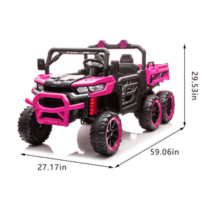 English Elm 24v Two Seat Kids Electric Dump Truck Six Wheel 4wd Utv with Parental Remote Pink W1578P268990