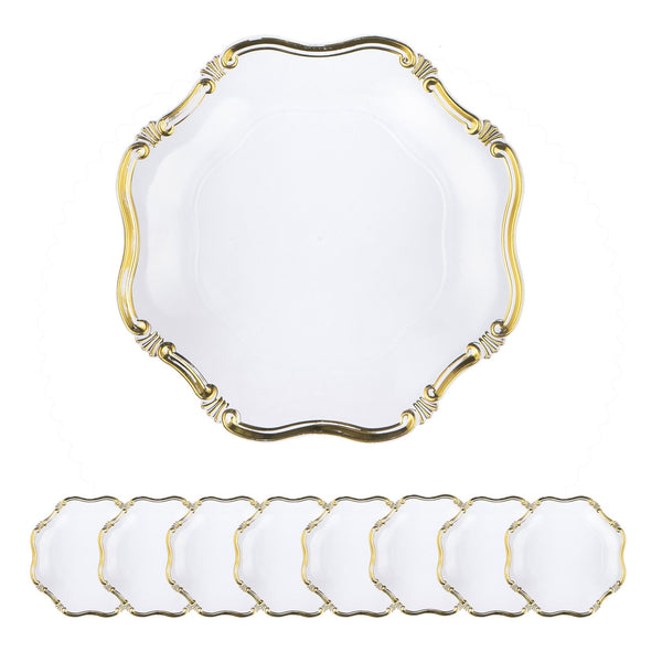 English Elm 8 Pack Plastic Charger Plates, 13" – Elegant Table Decor For Events, Durable & Reusable Design! W2078P285452