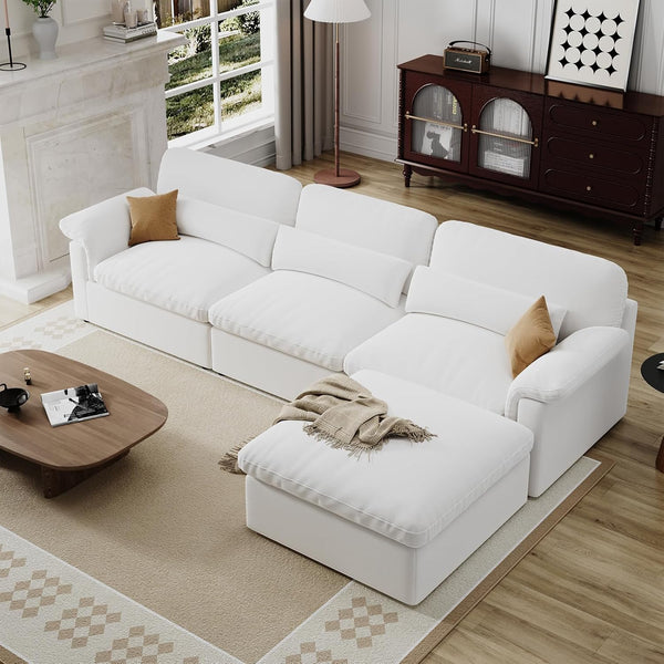 English Elm Cloud Modular Sectional Sofa - Plush Down-Filled Comfort With Washable Chenille Covers & Storage T3966S00001