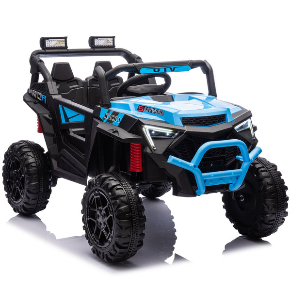 English Elm 24v 400w Kids Electric Utv Ride on with Remote Bluetooth Led Suspension Cockpit Blue W1578P284296