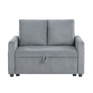 English Elm Corduroy Loveseat with Underseat Storage and Side Pocket, Plush Gray Upholstery, Compact Durable Frame B016S00055