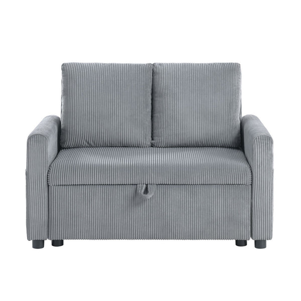 English Elm Corduroy Loveseat With Convenient Storage & Side Pocket - Soft Gray Upholstery For Cozy Spaces B016P407475