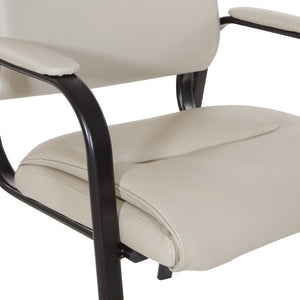OSP Home Furnishings Guest Chair Faux Leather Office Visitor Seat with Padded Arms and Steel Frame Support Taupe FL10274-U21