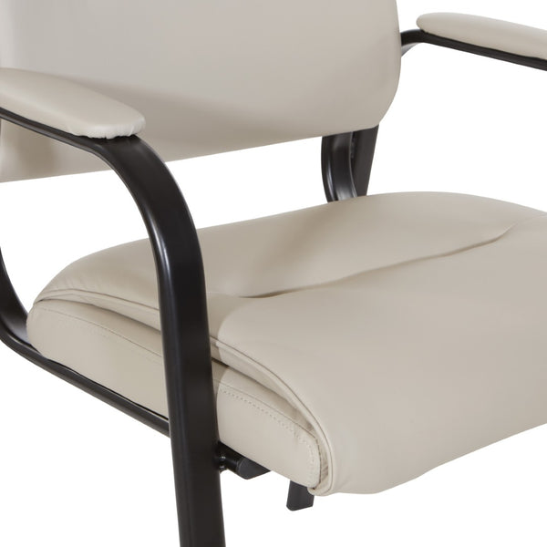 OSP Home Furnishings Guest Chair Faux Leather Office Visitor Seat with Padded Arms and Steel Frame Support Taupe FL10274-U21