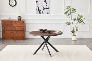 English Elm Round Foldable Mdf Dining Table with Radial Legs for Small Space Bistro Interiors Dark Walnut W3493P462092