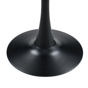 English Elm Round Faux Marble Tulip Pedestal Dining Table Mid Century Modern for Small Bistro Spaces Black,Wood W2920P405350