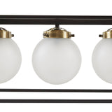 INK+IVY Helena Industrial 6-Light Frosted Glass Globe Linear Chandelier II150-0122 Antique Brass/Black