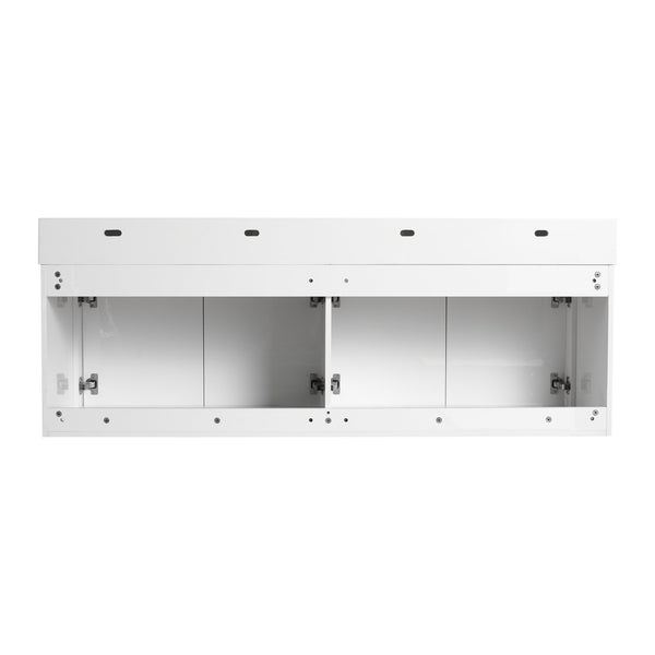 English Elm 60 Inch Wall-Mounted Bathroom Vanity With Double Resin Sink, Modern Design For Space-Saving Style W999S00252