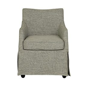 English Elm Upholstered Skirted Arm Chair with Hidden Casters Padded Seat for Dining Rooms B035P341172