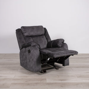 English Elm SONET Domino Upholstered Suede-Like Recliner Chair with Firm Cushy Seat and Light Rocking Comfort Gray 35 L x 30.3 W x 26 H B201P216045