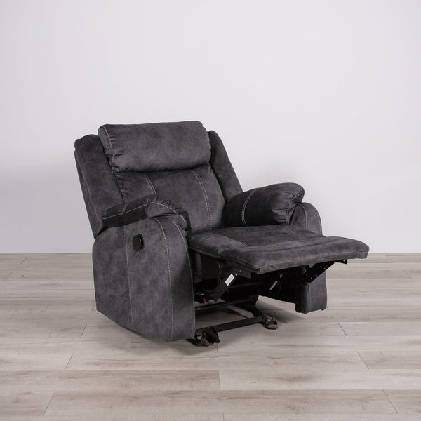 English Elm SONET Domino Upholstered Suede-Like Recliner Chair with Firm Cushy Seat and Light Rocking Comfort Gray 35 L x 30.3 W x 26 H B201P216045