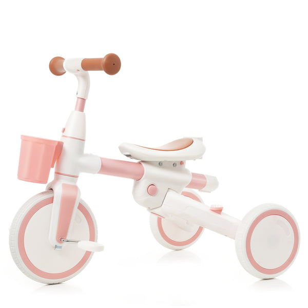 English Elm 7 in 1 Convertible Toddler Tricycle Aluminum Frame Push Trike with Rotating Seat Canopy Pink N726P300636G