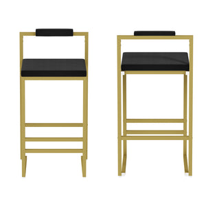 English Elm Modern Velvet Counter Height Bar Stools Set Of 2 - Stylish Gold & Black Upholstered Dining Chairs W1757P310419