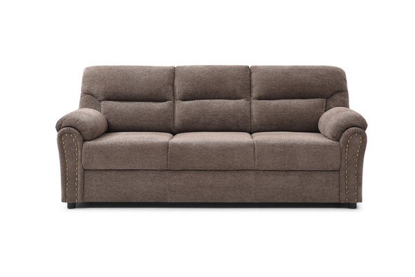 English Elm Hamilton Tufted Chenille Sofa with Nailhead Trim, Foam-Encased Coil Support and Removable Back Cushions Brown 33 L x 80 W x 23 H B078P349538
