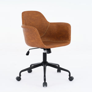 English Elm Mid-Century Minimalist Office Chair with 40° Recline, Adjustable Rebound, 320mm Wide Base, Ergonomic Design Brown W1143P173517