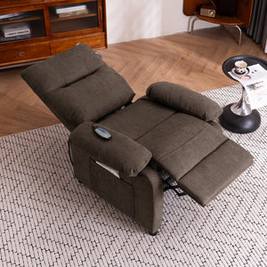English Elm 019-160°recliner Plush Chenille Push Back Chair with Massage Heating for Seniors Brown W2636P286682
