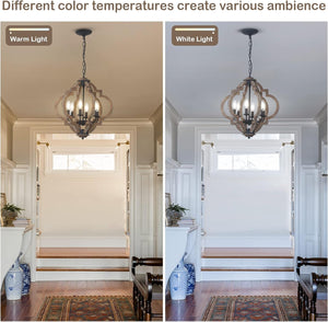 English Elm Farmhouse 6-Light Chandelier - Rustic Wooden Pendant Light For Dining Room, Kitchen & Entryway Decor W2738P185440