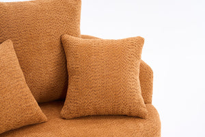 English Elm 360° Swivel Accent Barrel Chair with 3 Removable Pillows, High-Resilience Foam, Ergonomic Curved Back, Orange - Durable Stylish Seat W2231P261424