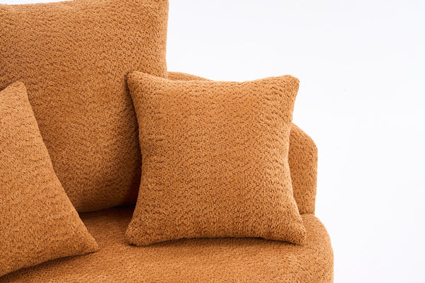 English Elm 360° Swivel Accent Barrel Chair with 3 Removable Pillows, High-Resilience Foam, Ergonomic Curved Back, Orange - Durable Stylish Seat W2231P261424