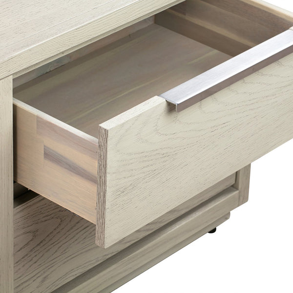 English Elm Abbey Solid Oak Two Drawer Nightstand Gray Finish Bedroom Storage Fully Assembled B2736P464853