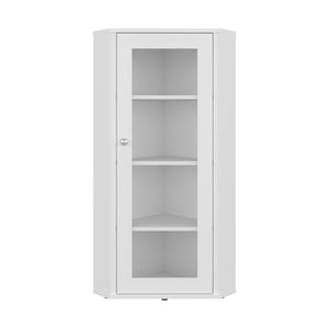 English Elm Genova Glass Door Display Cabinet Slim Modern Showcase for Collectibles and Decor B200P484463