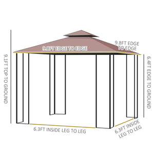 English Elm Outsunny 10' X 10' Elegant Metal Patio Gazebo With Double Roof, Decorative Corners, And Netting For Outdoor Fun W2225P175529-GIGA