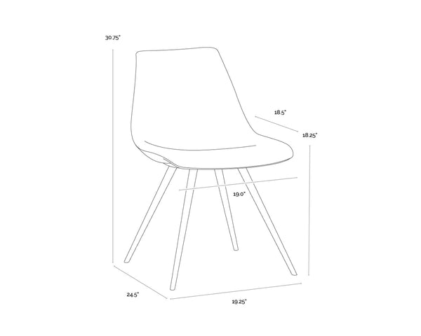 Sunpan LIPA Dining Chair - Contemporary Comfort with Curved Backrest and Antique Bronze Iron Legs Brown 112265