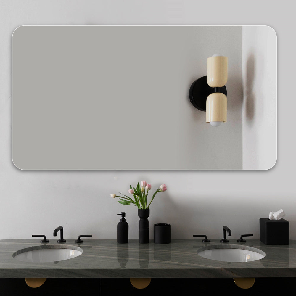 English Elm Bathroom Modern Frameless Round Corner Mirror with Anti-Fog, Explosion-Proof 5mm Glass, Easy Mounting W2709P178995