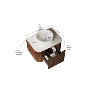 English Elm Muri Floating Bathroom Vanity Plywood Cabinet Sintered Stone Top Oak Drawer Walnut,White W2615S00411