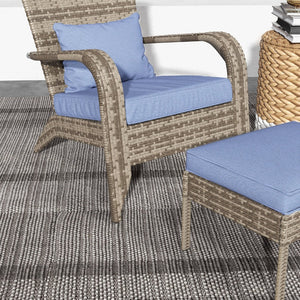 English Elm Outsunny Wicker Adirondack Chair & Ottoman Set – Cozy Outdoor Lounge With Cushions For Deck, Gray W2225P174012-GIGA