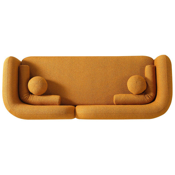 English Elm Donna Japandi Boucle Upholstered Sofa with Textured Fabric for Modern Living Rooms Dark Yellow,Rustic B183P231854