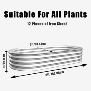 English Elm 2Pcs Galvanized 6x3x1ft Raised Garden Bed Kit, Heavy-Duty Rust-Resistant Planters, Easy Assembly W840P310525