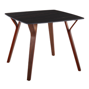 English Elm Dinette Square Marble Top Table with Walnut Bentwood Legs Seats Four Apartments B202P471542