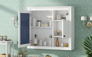 English Elm 32'' Modern Medicine Cabinet with Mirror, Wall-Mounted 3-Shelf Bathroom Storage, White MDF Finish N710P252505K