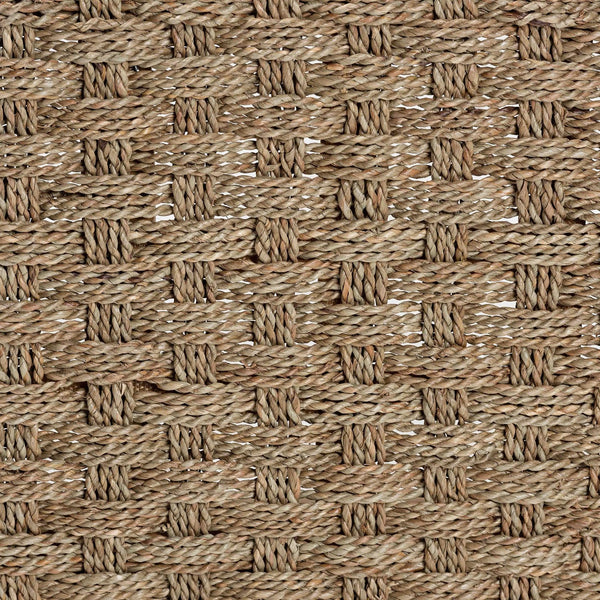 English Elm Modern Woven Seagrass Acacia Wood Bench Organic Boho Accent for Entryway or Bedroom B2750P467726