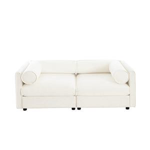 English Elm Stylish White Chenille 2-Seater Sofa With Hidden Storage, Ergonomic Design For Small Spaces W714S01034-GIGA