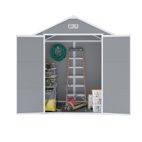 English Elm Campcraft 6x5 Ft Resin Outdoor Storage Shed with Uv Resistant Pp Panels and Lockable Door W1598S00021